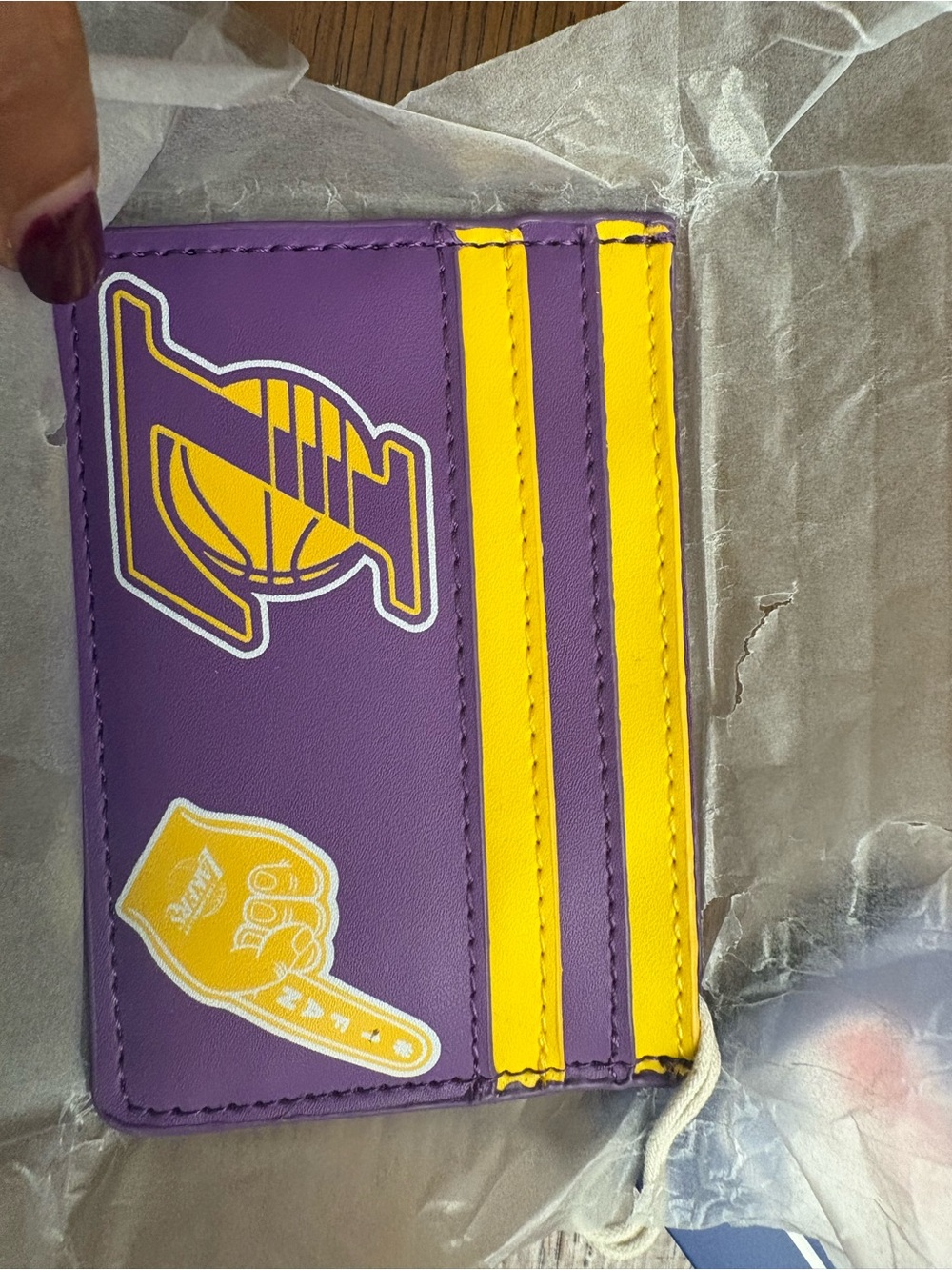 NWT Loungefly NBA Lakers Patch Icons Card Holder - purple